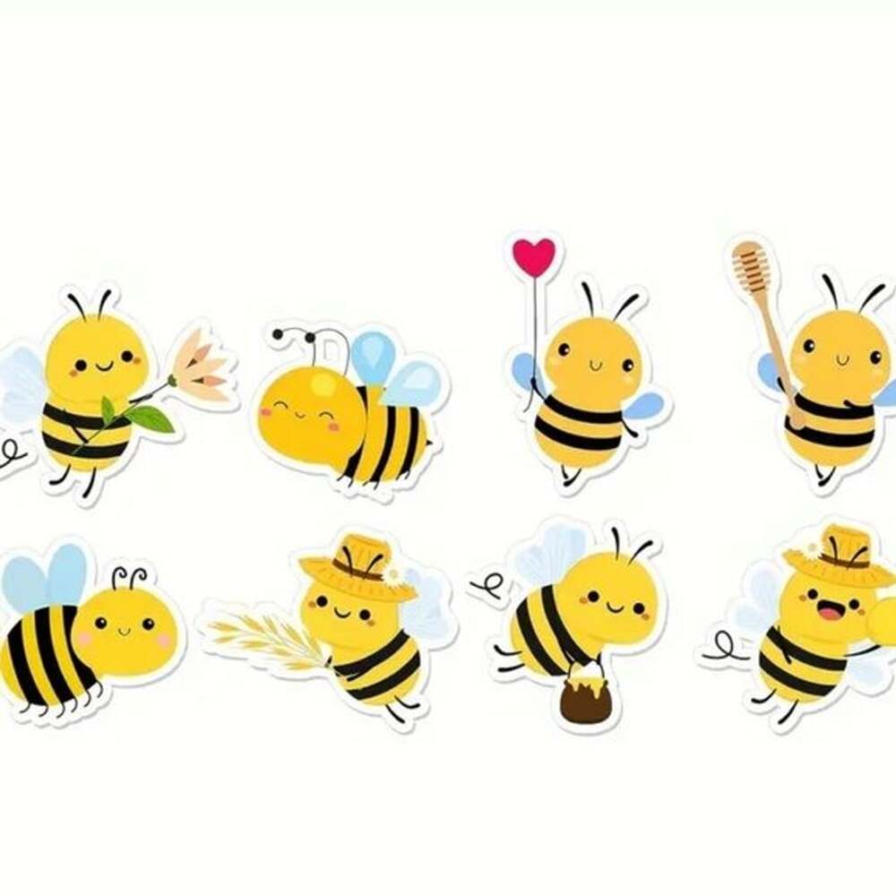 Roll of 500 Bee (8 different design) Stickers - Picture 2 of 3